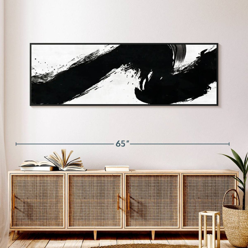 Whitson Stroke, 57" x 19", Cadre flottant noir