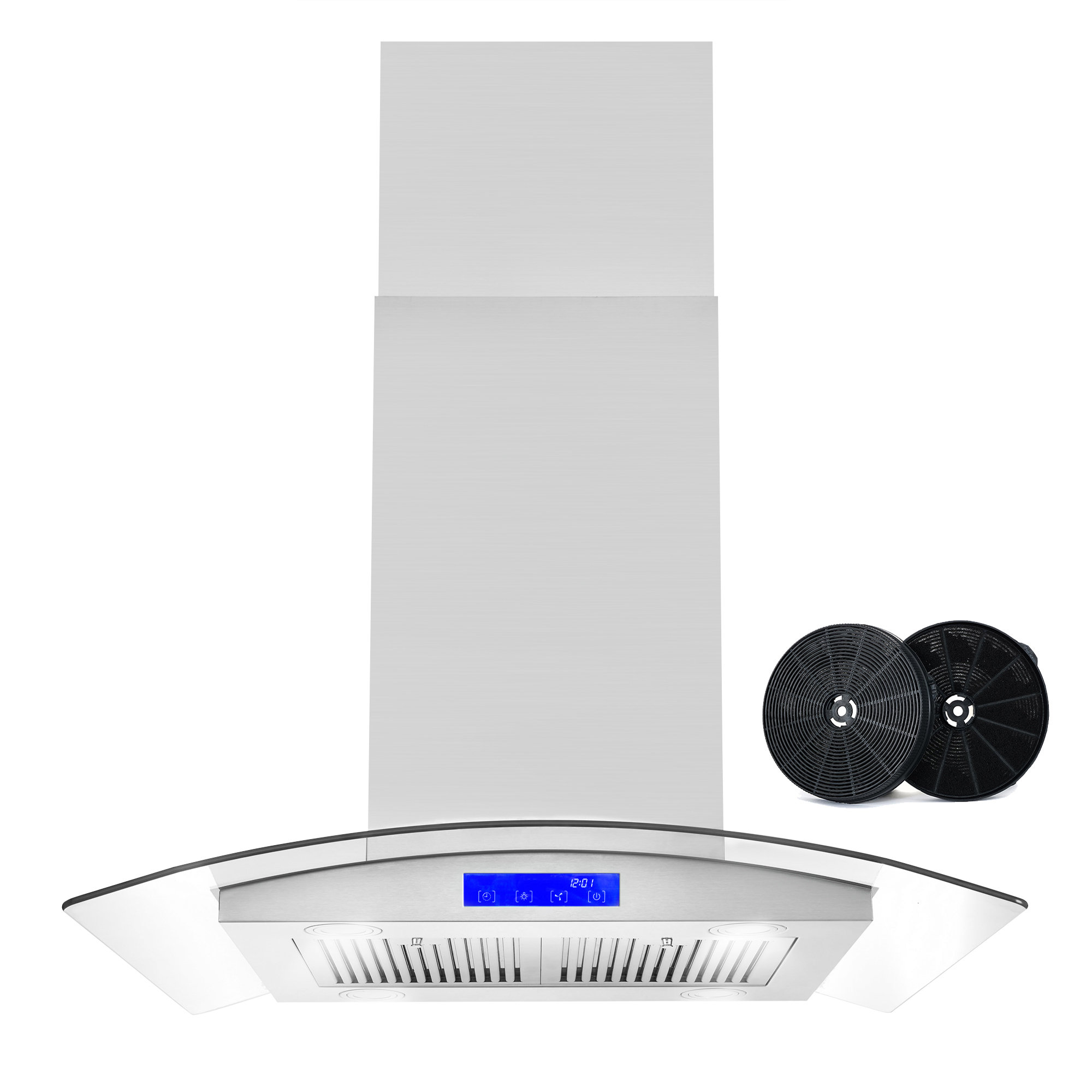 Cosmo 668ICS Series 30 380 Cubic Feet Per Minute Ducted Island Range Hood  with Baffle Filter and Light Included