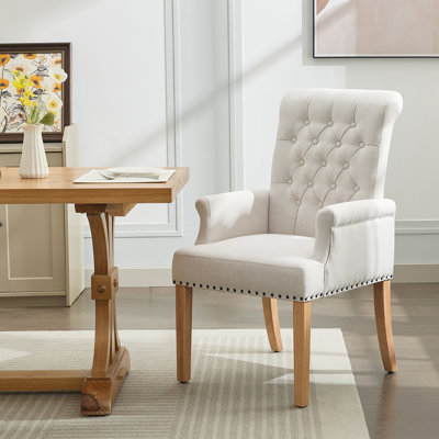Fauteuil de salle à manger capitonné à dossier haut, lin
