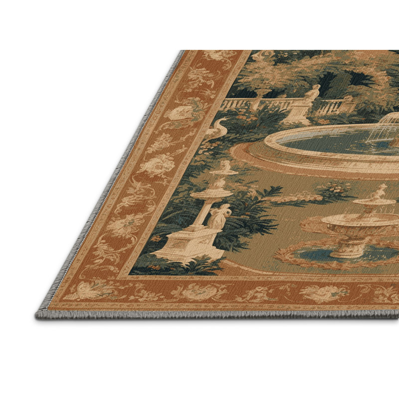 Tapis brun français lavable à la machine, Rectangle 5 pi x 7 pi
