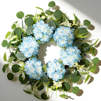 22" Blue Hydrangea Spring Summer Flower Wreath