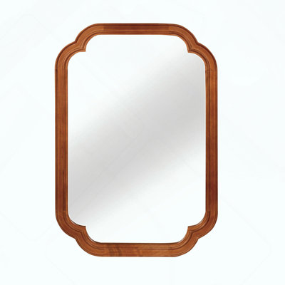 Solid Wood Frame Rounded Corner Decorative Mirror