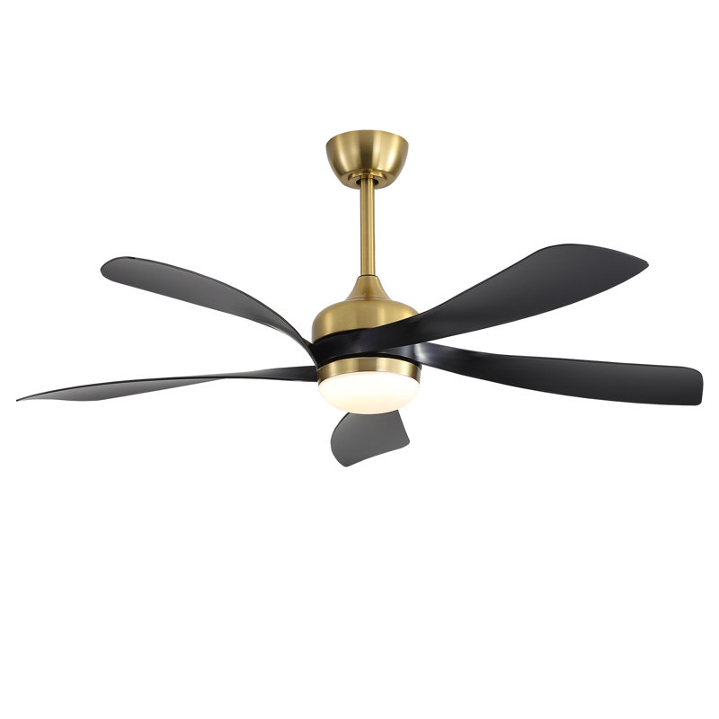 Damecia 52'' Modern Ceiling Fan with LED Light and Remote Control, Gold/Black