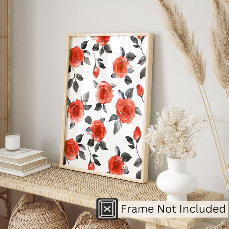 Fleurs rouges et roses, impression non encadrée, H 36 po x l 24 po