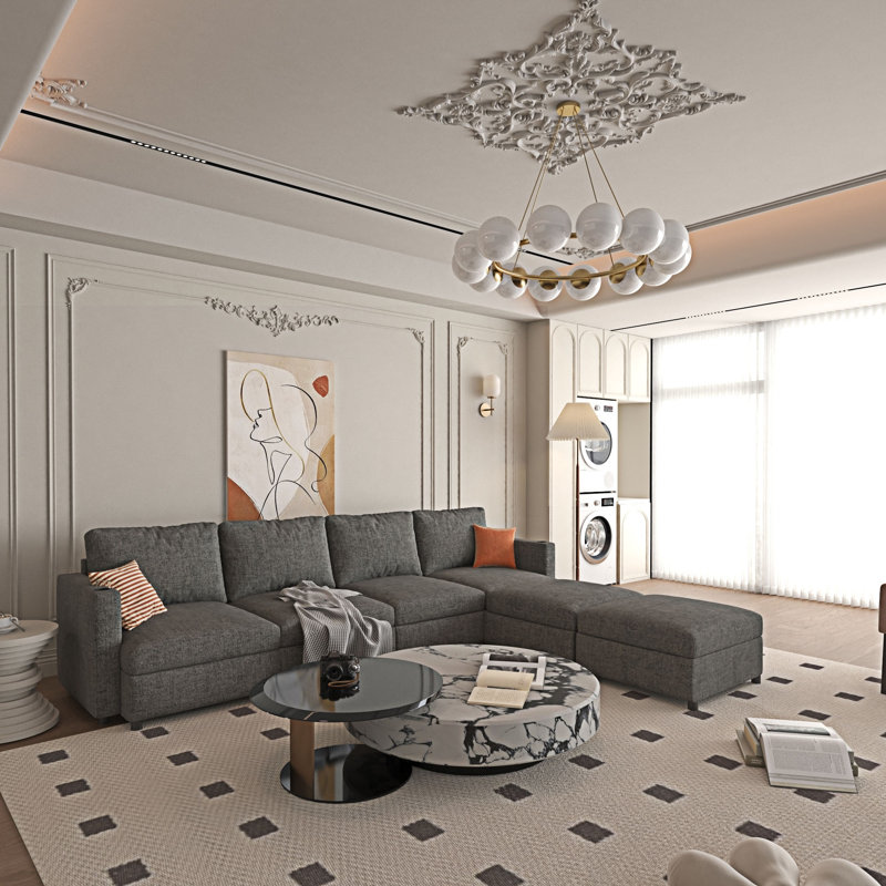 Canapé modulaire moderne avec fonction de rangement, Gris