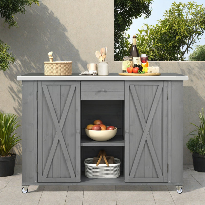 Îlot de cuisine roulant avec rallonge en bois, prise de courant, 4 tablettes de porte, motif à rayures verticales en relief, 6 tiroirs profonds, support à épices et porte-serviettes
