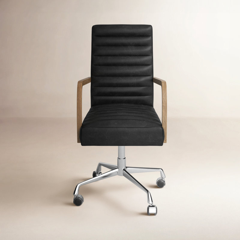 Bryson Leather Swivel Executive Chair, Smoky Black