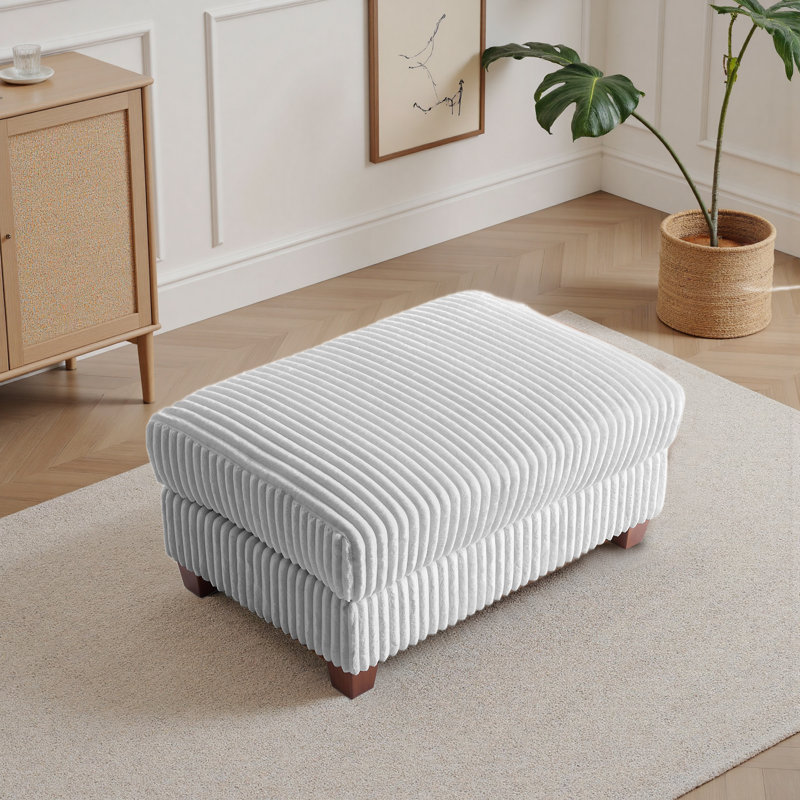 Ermia Modern Upholstered Faux Fur Square Ottoman, Gray