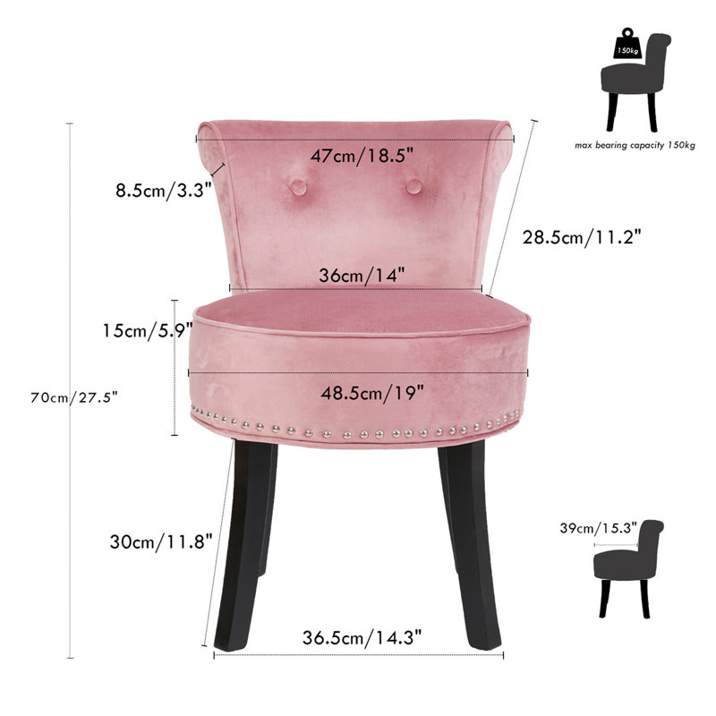 Athyrium Solid Wood Accent Stool, Pink
