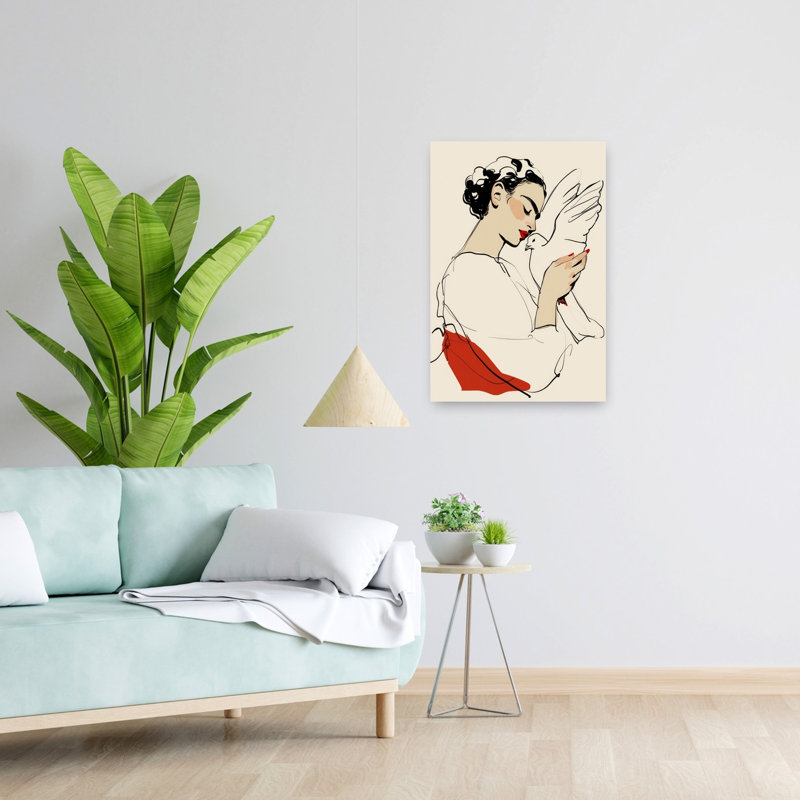 Dove Embrace Modern Bird Wall Art Print, 60.96cm H x 40.64cm W