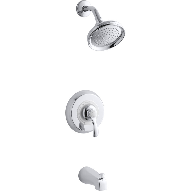 Ensemble de garniture de baignoire et douche Fairtax Rite-Temp avec bec NPT, valve non incluse, Chrome poli