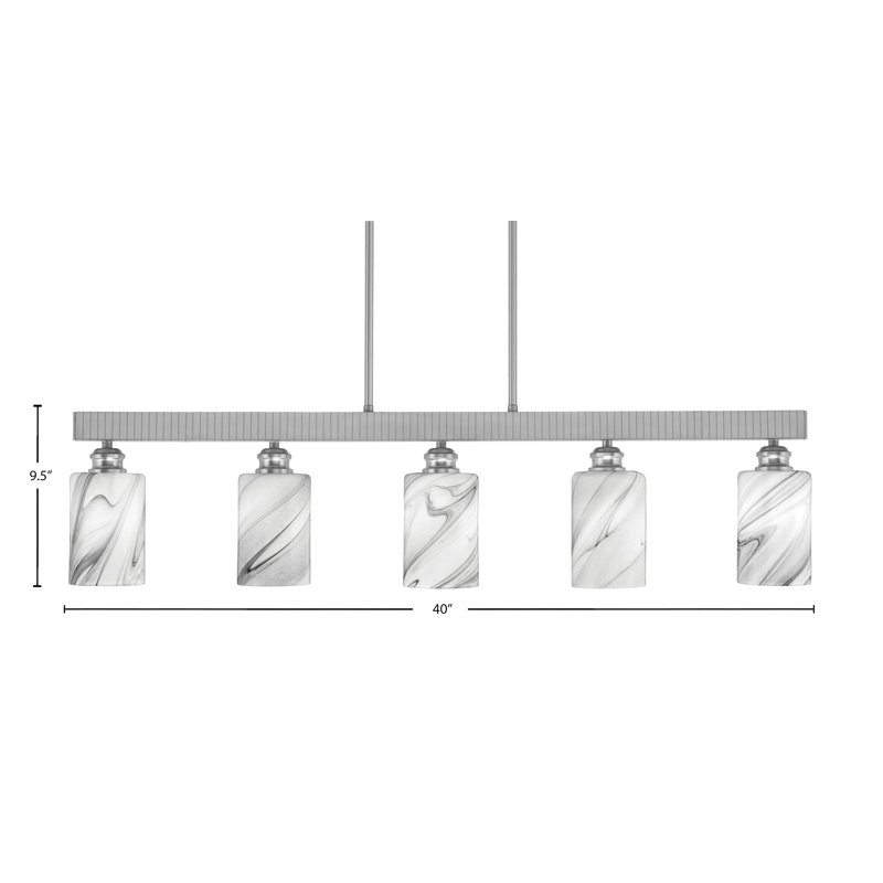Barre d'éclairage à 5 lumières Edge avec verre de 4 po, Nickel brossé
