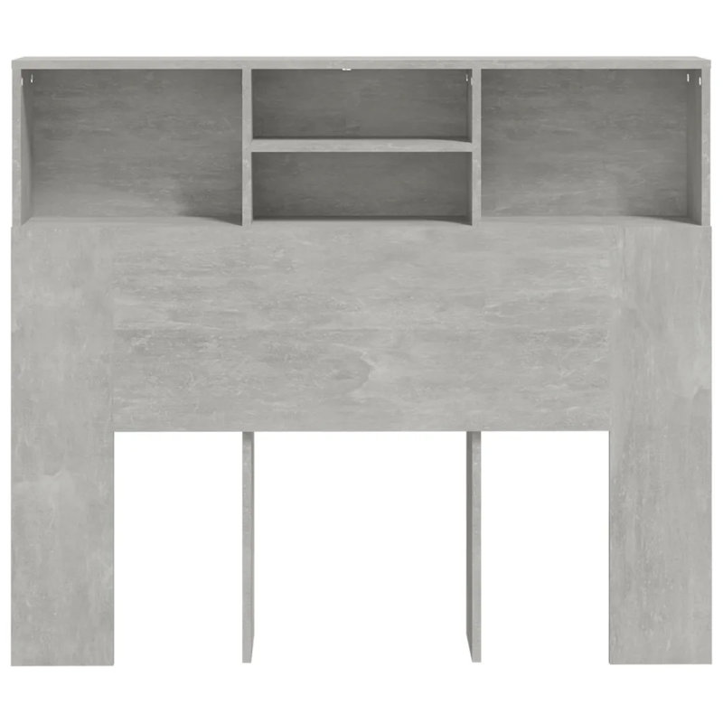 Headboard Cabinet Bedroom Home Indoor Bookcase, Concrete Grey, Small Double (4')