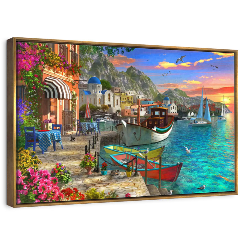 Grandios Grèce, Cadre flottant doré, 31 po x 21 po