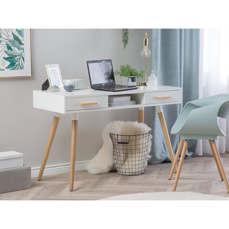Anika Writing Desk, White with Grey