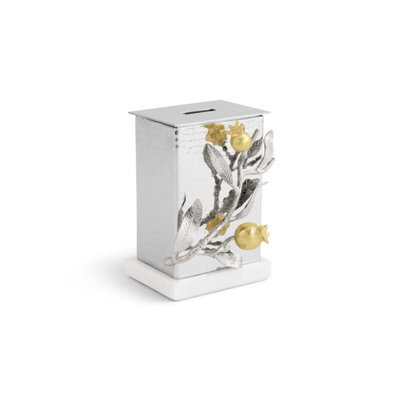 Pomegranate Silver & Gold Tzedakah Box