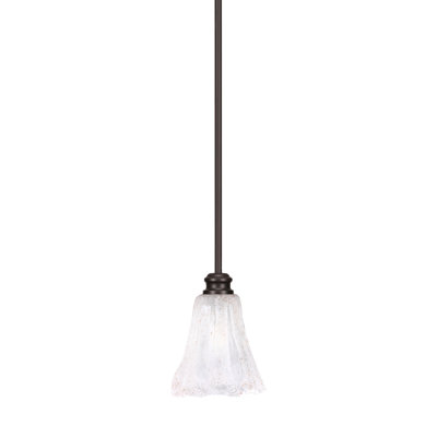 Edge Stem Hung Mini Pendant Shown In Espresso Finish With 5.5" Fluted Italian Ice Glass