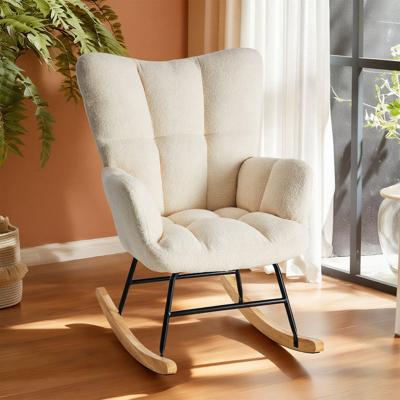 Chaise d'appoint berçante Kaelyb , Beige, H 38,98 po x l 27,56 po x P 33,46 po