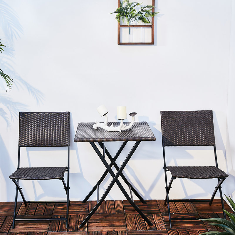 Ensemble bistro pliable en rotin pour patio de 3 pièces