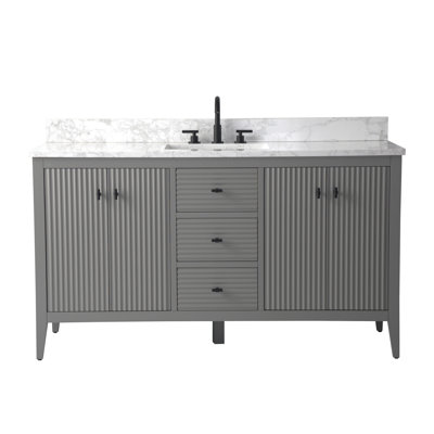 60'' Single Bathroom Vanity with Engineered Marble Top