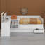 Lit plateforme en bois avec tiroirs, tablettes et coiffeuse-950321325