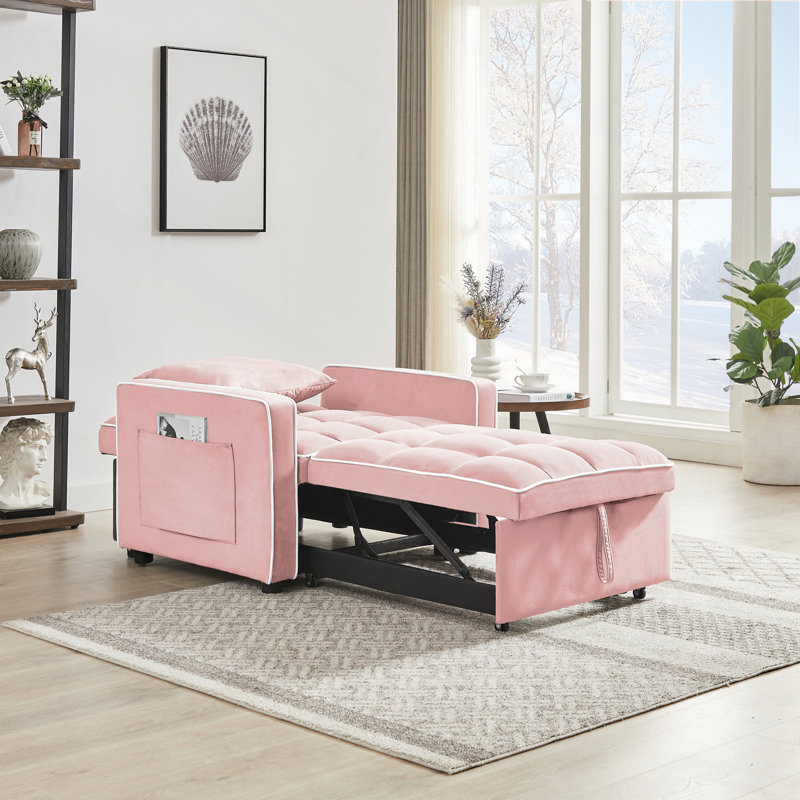 Trois-en-un Canapé-lit Canapé-lit pliant Canapé-lit réglable dans un canapé-lit inclinable, Rose