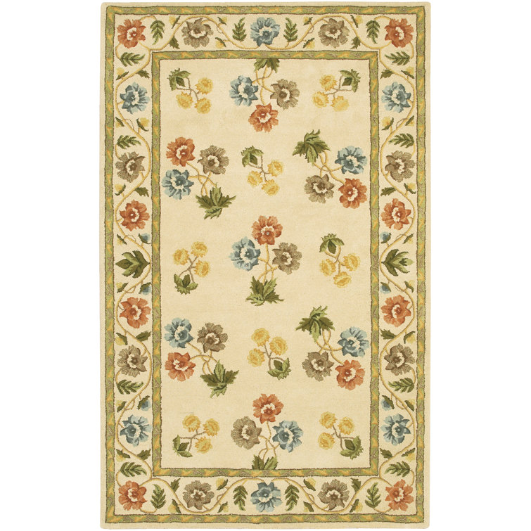 Tapis oriental crème en laine touffeté à la main Helmetta