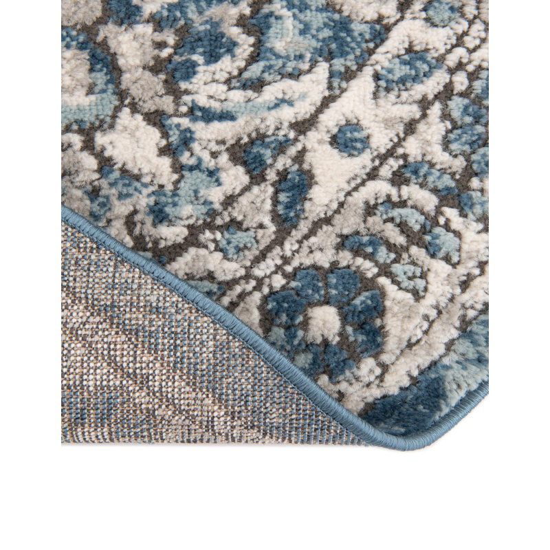 Weingartner Abstract Blue/Gray Area Rug, Oval 6'1" x 9'
