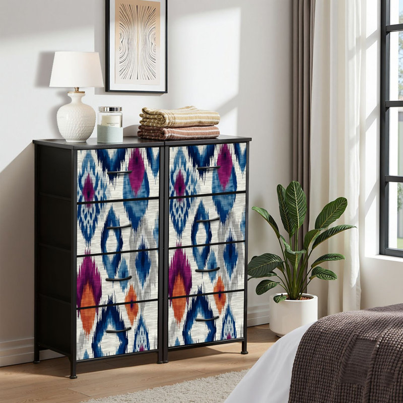 4 Drawer Dresser for Bedroom, Narrow Chest of Drawers, Wooden Top and Study Iron Frame 18"x37.5"-(WxH)