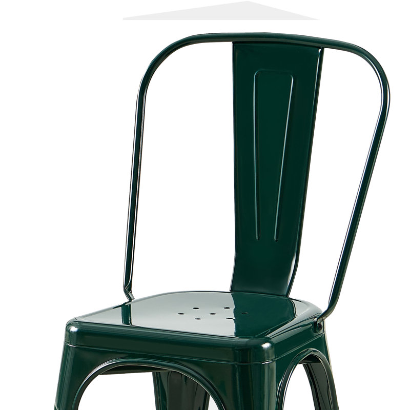 Kalya Metal Stacking Side Chair Dining Chair, 2, Emerald Green