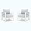 Ensemble de conversation de patio 5 pièces en aluminium 5 pièces, canapé d'extérieur 7 places avec coussins gris clair épais et structure blanche et table basse-6875836