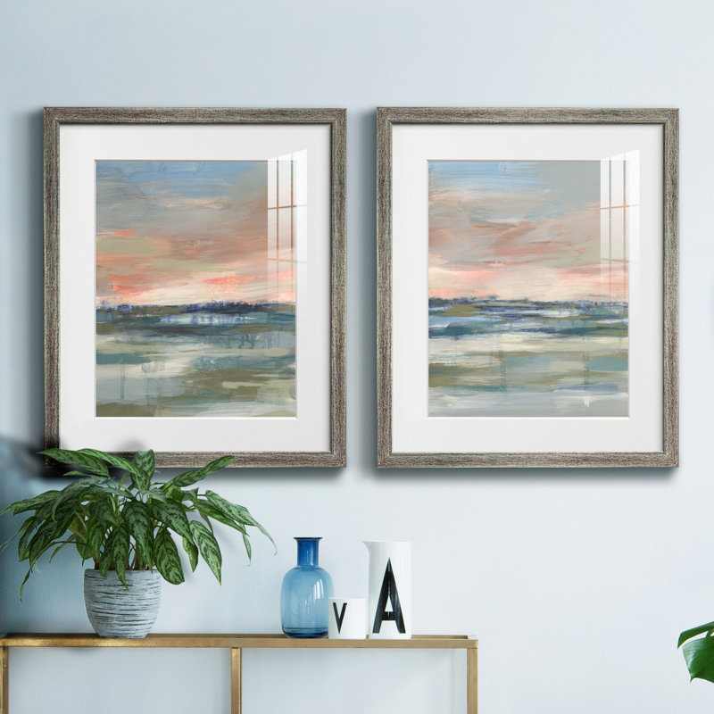 Vast Marsh I - ensemble de 2 reproductions d'art sur toile encadrées