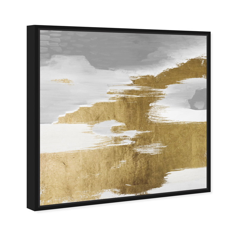 Gold Heaven - Peinture sur toile, Cadre flottant noir, H 30 po x l 30 po