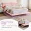 Cadre de lit flottant pour grand lit avec lumières DEL, lit plateforme en cuir d'unité centrale avec tête de lit capitonnée, assemblage facile, aucun sommier tapissier requis, rose-109210342