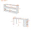 Lit mezzanine double blanc avec 3 tiroirs, bureau rétractable et escalier de rangement, construction solide pour une utilisation à long terme dans les tablettes, chambres modernes adaptées-130156058