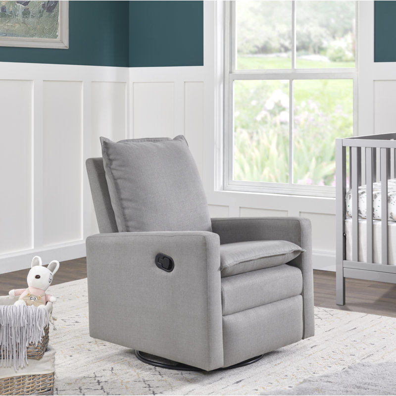 Uptown 360-Degree Swivel Glider Recliner , Gray Polyester