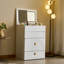 Bureau de coiffeuse 3 en 1, ensemble de coiffeuse avec miroir et 3 tiroirs, petite coiffeuse avec tabouret rembourré et prise de courant, coiffeuse compacte, coiffeuse