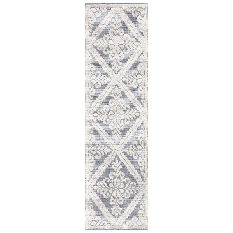 Vermont Hand Woven Wool Damask Rug, Runner 2'3" x 8'