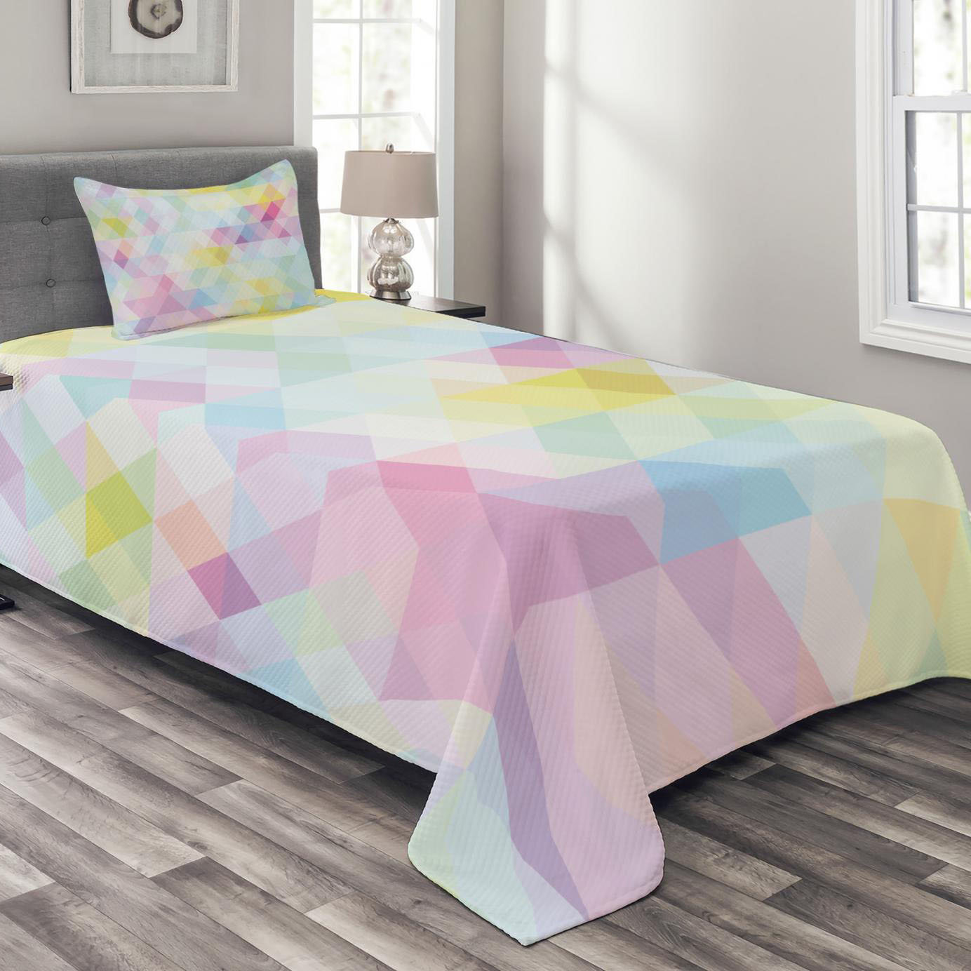 Ambesonne Abstract Abstract Green/Pink/Yellow Microfiber Modern ...