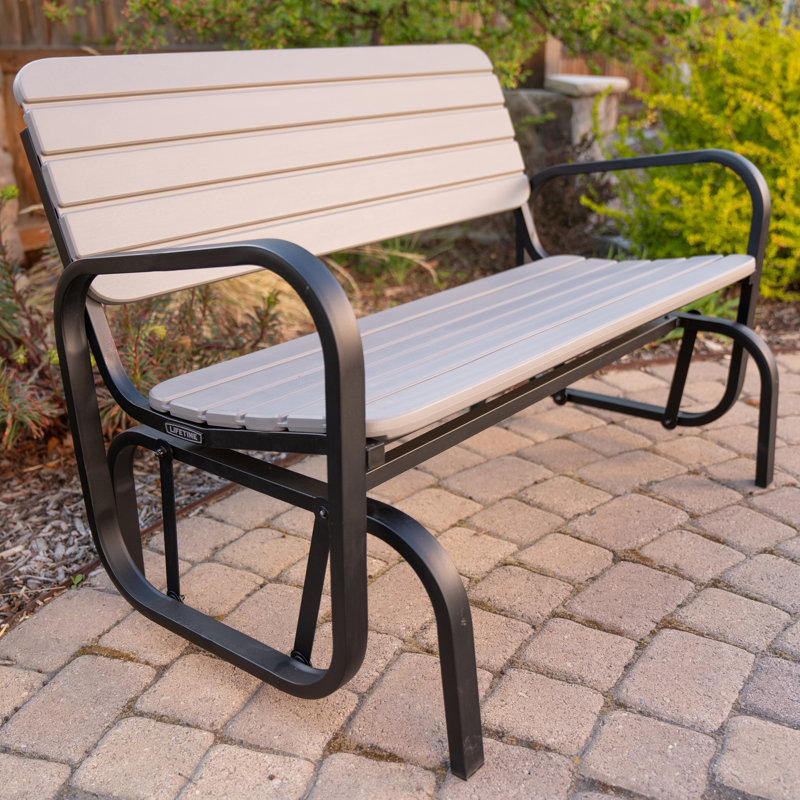 Gray Polyethylene and Steel Outdoor Glider Bench
