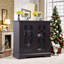 34.4" Wide Sideboard Buffet Cabinet With 2 Tempered Glass Doors & Adjustable Shelf, Engineered Wood Storage-1624208320