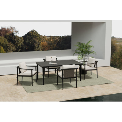 Orlando Metal & Polyester Patio Dining Set With Table And Chairs