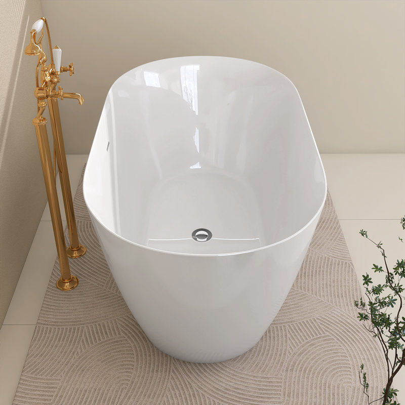 55" X 28" Freestanding Soaking Acrylic Bathtub