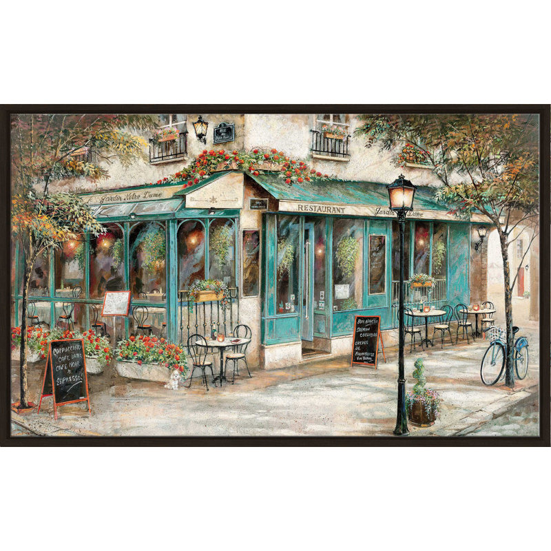 Rue Du Jardin par - Peinture, H 27,5 po x l 43,5 po x P 2 po, Cadre flottant espresso