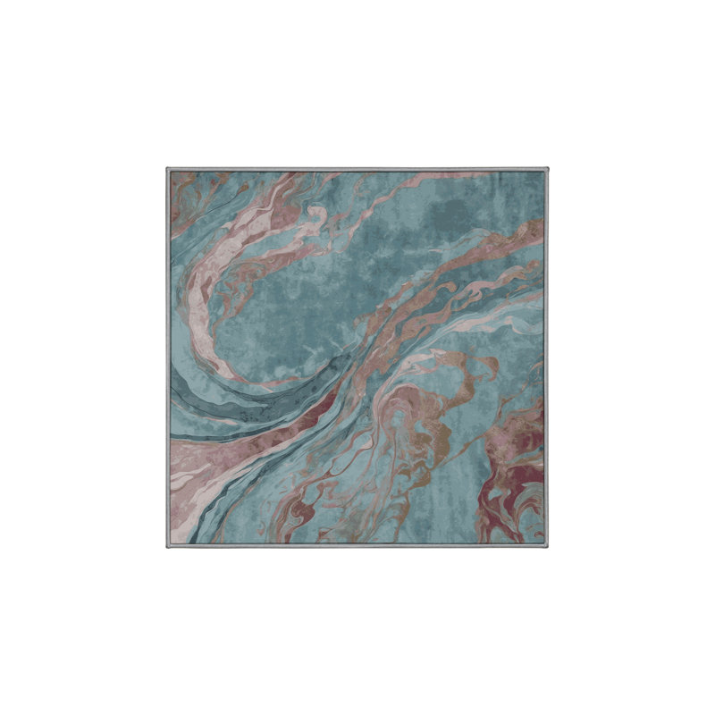 Machine Washable Gray Area Rug, Square 3'