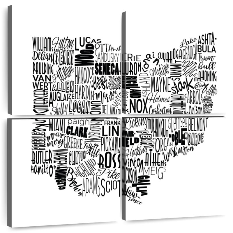 Carte de Aliaz, Ohio, typographie, H 18 po x l 18 po