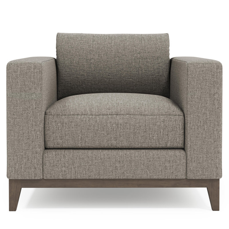 Bernhardt Noel Fabric Chair, Gray, Brown Wood