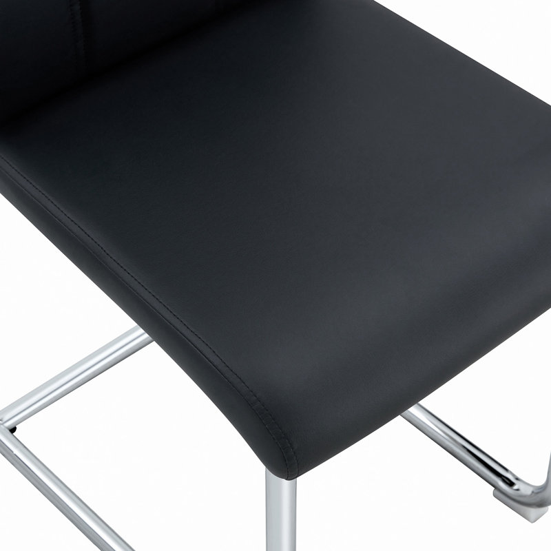 Austwell Modern Faux Leather Upholstered Dining Chairs with Geometric Metal Legs (Set of 4), Black, 4