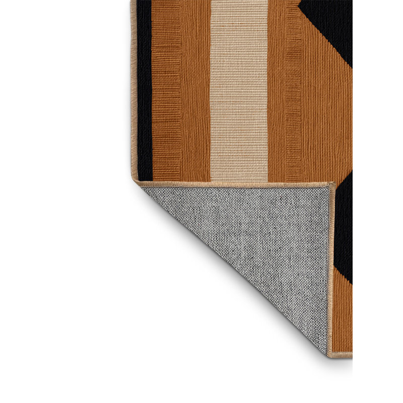 Machine Washable Checkered Brown Area Rug, Square 5'