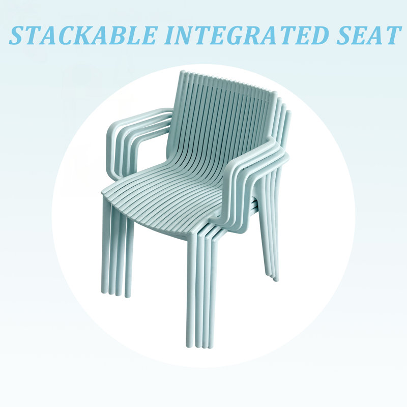 Ensemble de fauteuils empilables et de table pliables Summer-4Pcs pour une utilisation intérieure / extérieure avec une conception ergonomique et un matériau PP durable